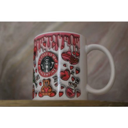 Coffee is my Valentine piros 3D hatású bögre
